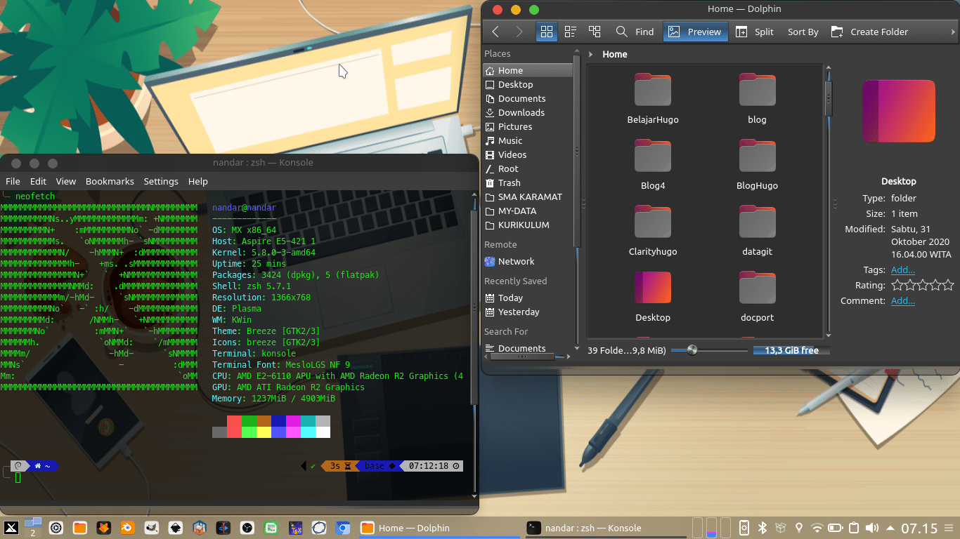 tampilan Mx Linux 19.3 KDE